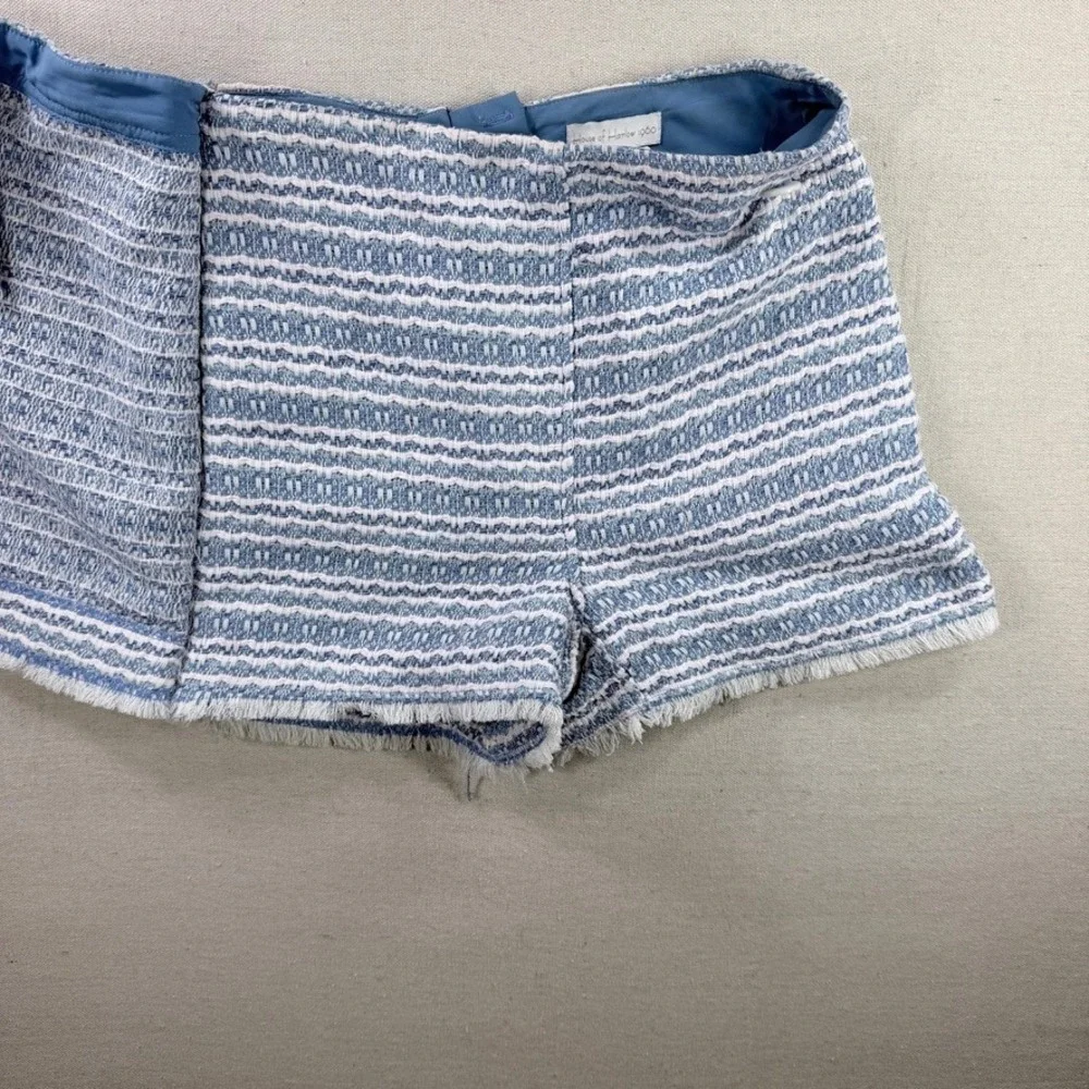 House of Harlow Wrap Skort Blue White Tweed Wrap Skort Fringe Mini Shorts Size 4